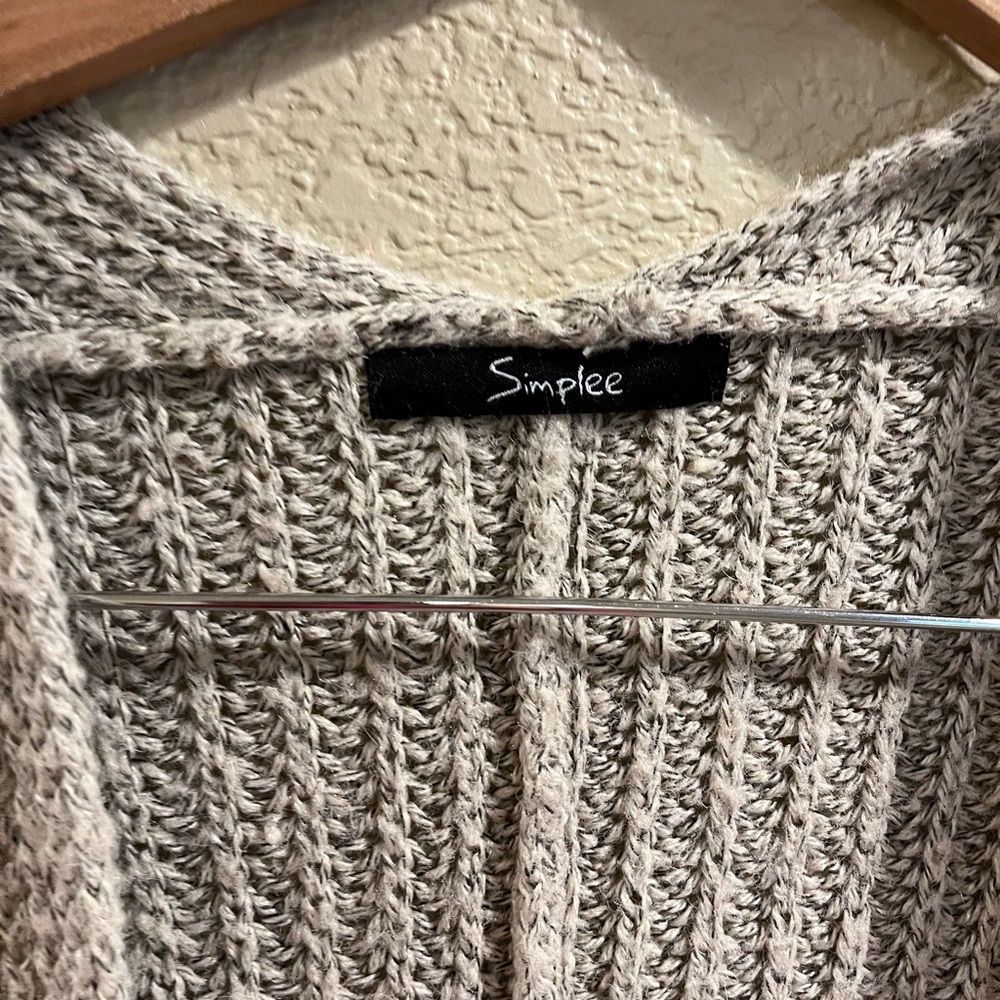 Simple Beige Open-Front Cardigan - Picture 3 of 4
